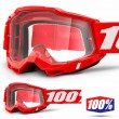 100% ACCURI2 OTG Red Motocross Goggles - Clear Lens