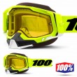 100% RACECRAFT2 SNOW Fluo Yellow Snowmobile Goggles - Yellow Vented Dual Lens