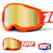 100% STRATA2 Orange Motocross Goggles - Mirror Gold Lens