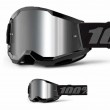 100% STRATA 2 Black Motocross Goggles - Mirror Silver Lens - Sale