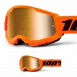 100% STRATA 2 Neon Orange Motocross Goggles - Mirror Gold Lens - Sale