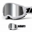 100% STRATA 2 Junior White Motocross Goggles - Mirror Silver Lens - Sale